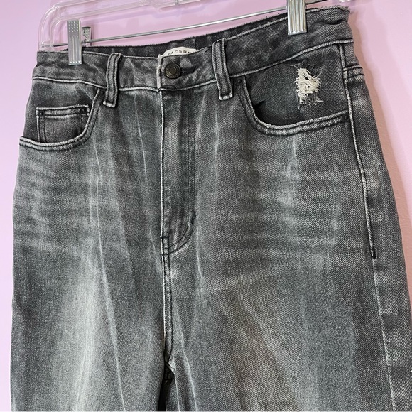 PacSun 90s Boyfriend Black Distressed Denim Straight Leg Jean Pants Size 28 - Picture 13 of 13